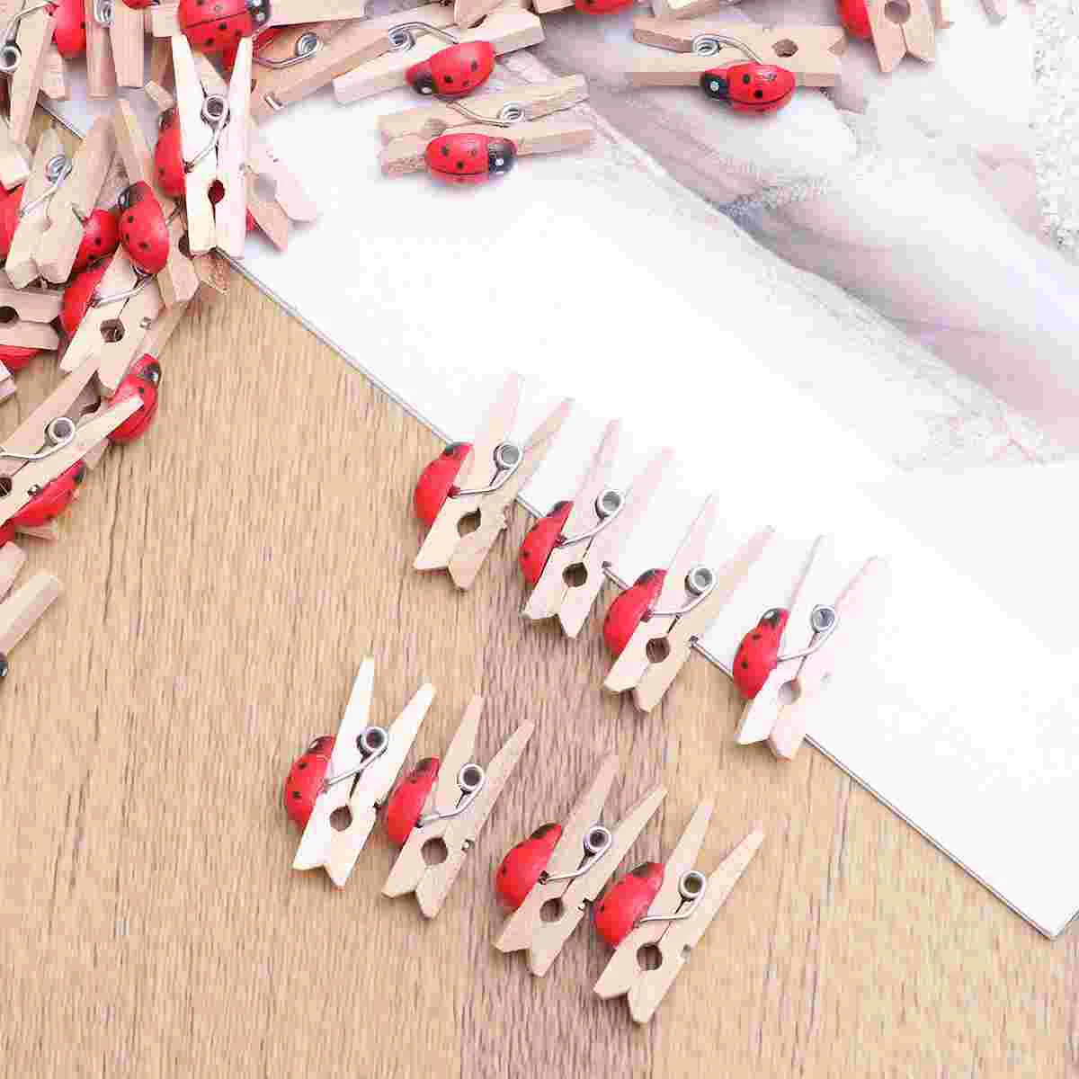 100 Pcs Holder Lovely Photo Clip Pegs Decorate Picture Wooden Clips Nails Decoration Snack