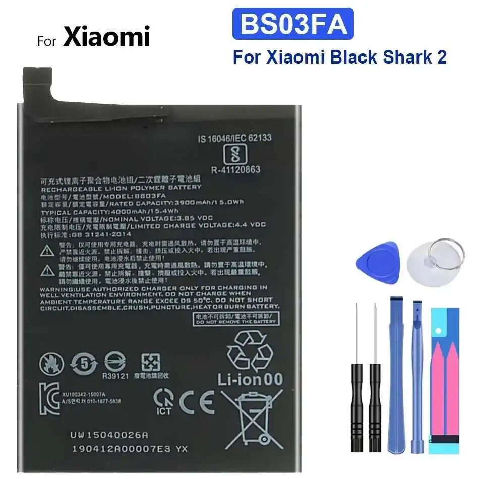 

Mobile Phone Battery For Xiaomi Black Shark 2 Shark2 BS03FA High-Capacity Good Low-Temperature Performance 4000mAh