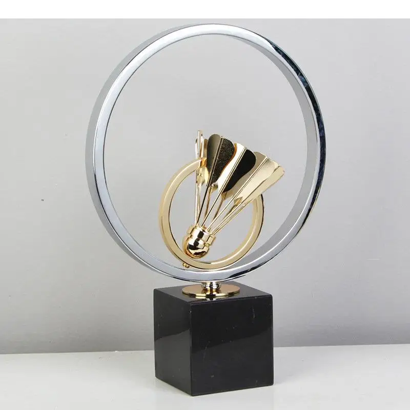 Minimalist Badminton Metal Crafts Ornaments Living Room Decoration Gold Plated Furnishings Artwork Statue