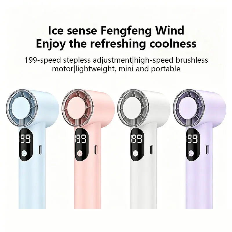 

Lenovo Portable Handheld Rechargeable Fan LED Digital Display Adjustable Rechargeable Fan 199 Speed Wind Mini Aromatherapy