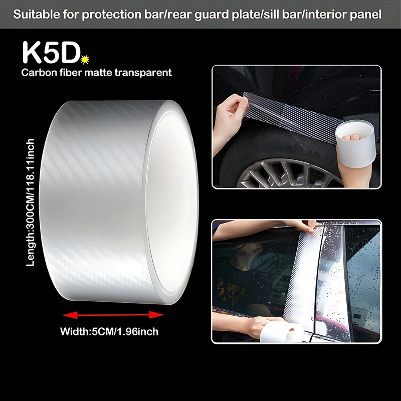 Hochwertige K5D Transparente Kohlefaser-Autotürschutzfolien Anti-Kratz-Band Auto-Kofferraum-Einstiegsleisten-Schutzfolie
