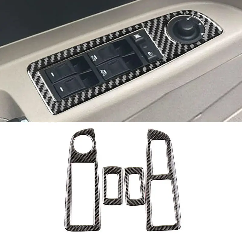 4pcs Car Window Switch Button Panel Frame Interior Accessories Trim For Chrysler 300 300C Dodge Charger Magnum 2005 2006 2007