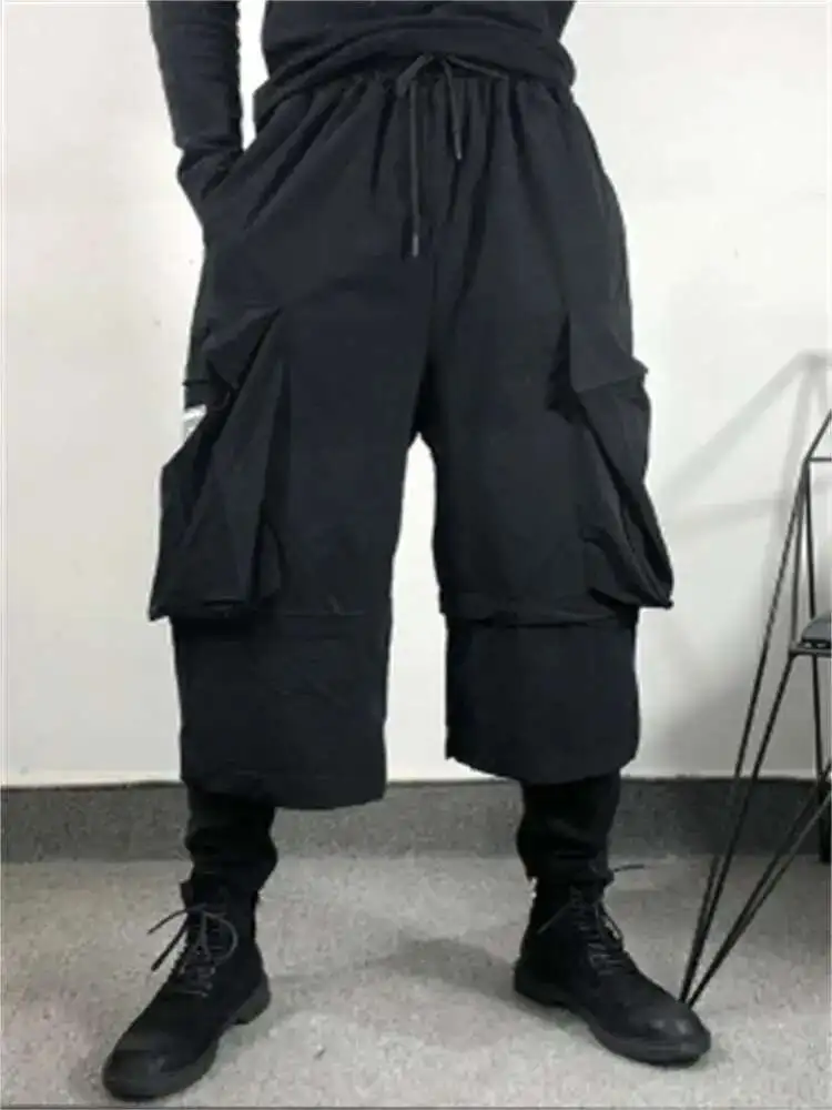 Men Sports Dark And Personality Spring Autumn Two-Piece Original Fake Harun Trousers Street Fashion Brand Hip Hop Cargo Pants