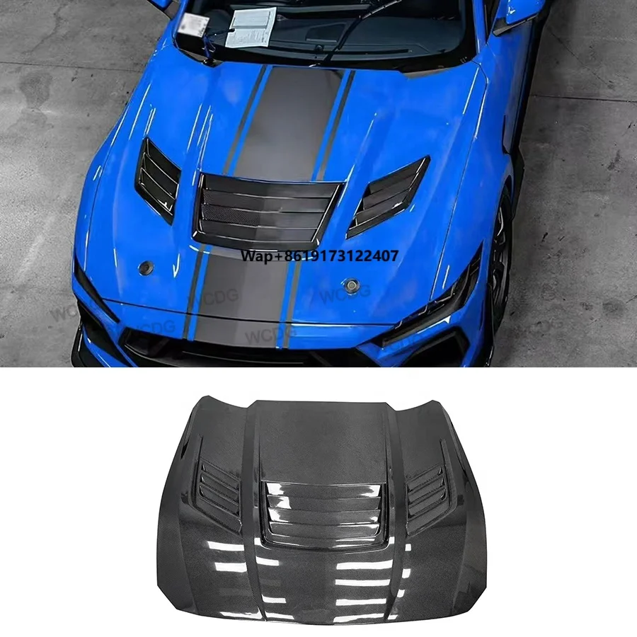 

High Quality Carbon Fiber Front Hood for Mustang GTD 2024+Upgraded ST Style Front Bumper Hood Air Vented Cover Bodykit