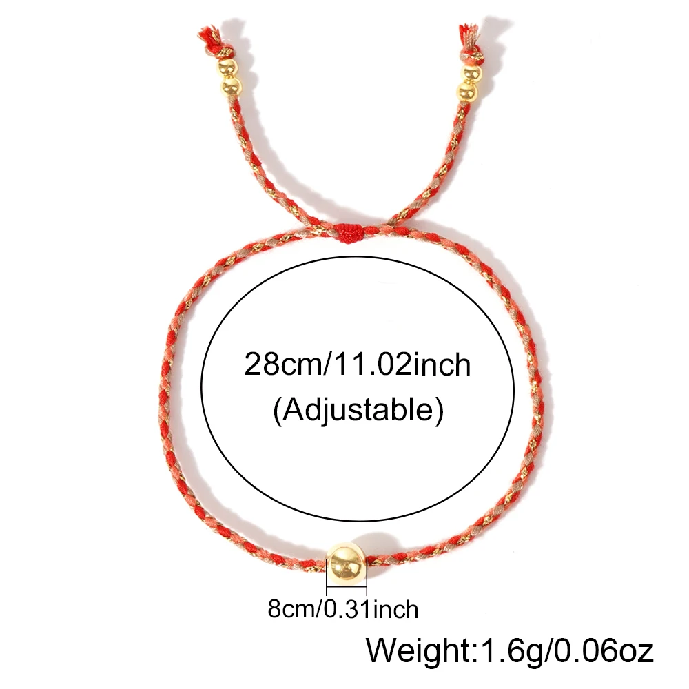 1PC Retro Bohemian Colorful Exquisite Hand-kneaded Friendship Lucky Cotton Rope 8mm Copper Bead Bracelet, Ethnic Style Features