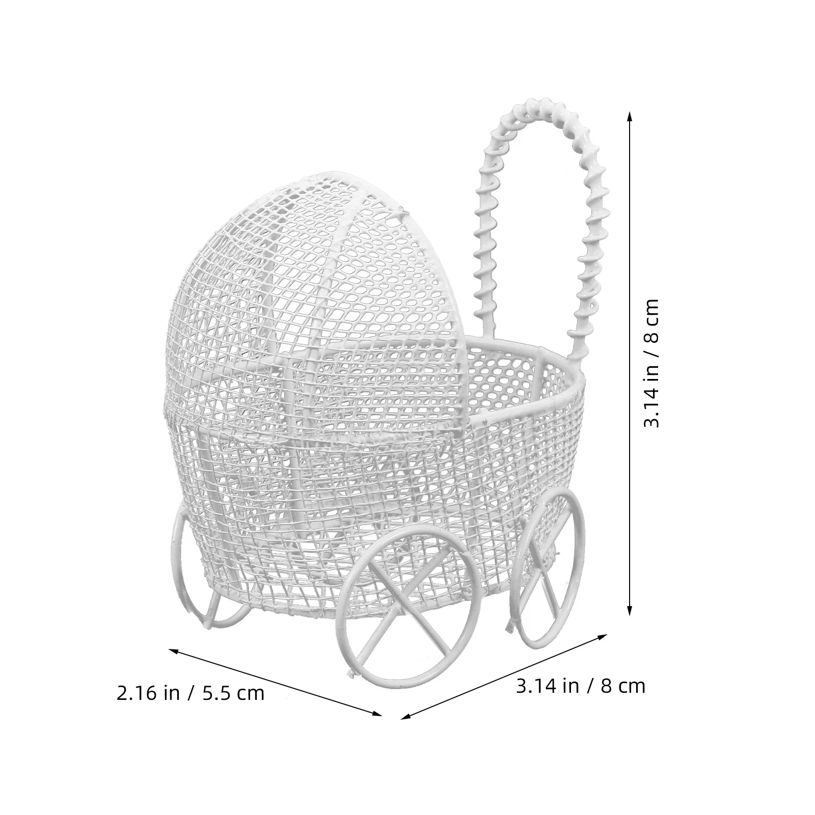 Passeggino in miniatura da 2 pezzi: design per passeggino per l'arredamento della casa delle bambole - Articolo educativo per giochi di ruolo per bambini e