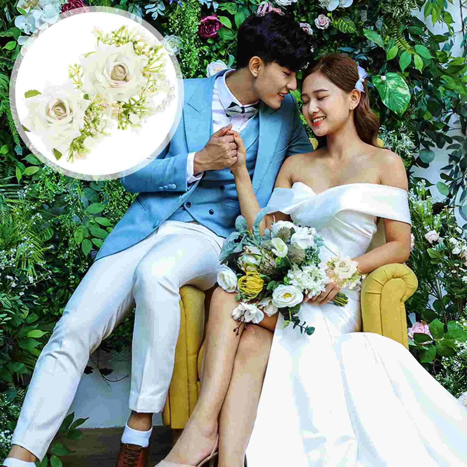 手首の花のコサージュ ブレスレット花の結婚式のブートニア小道具ブライドメイド人工リストレット