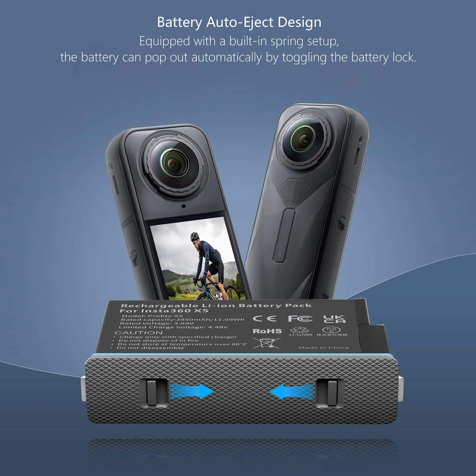 For Insta360 X5 Battery 2850mAh / Fast Charger Hub Power Accessories For Insta 360 ONE X 5 image 4