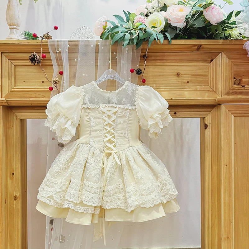 3-8years Summer New Arrivals Girls' Court Style Lolita Christmas Children's Birthday Dress Lace Strap Fluffy Princess Dress Up