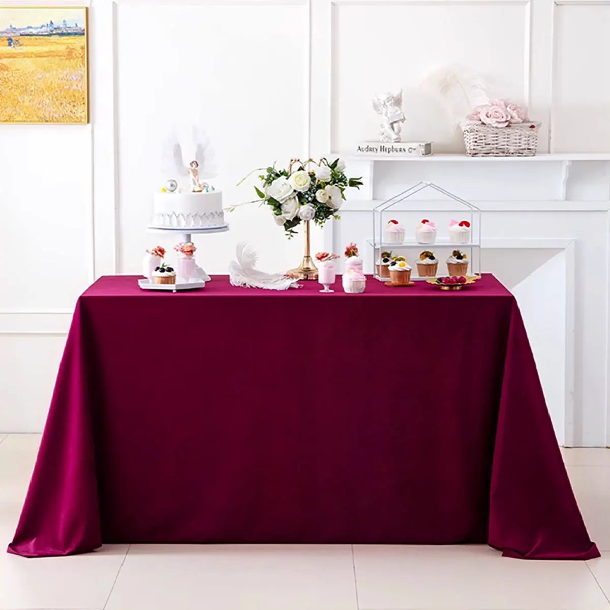 Premium Velvet Rectangular Tablecloth, Soft Fabric Table Cover for Weddings, Banquets & Events
