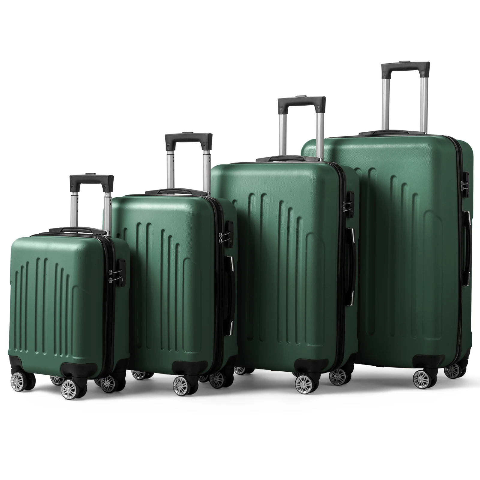 

Retro Green Trolley Case: Curved Vertical Stripe, 4-in-1