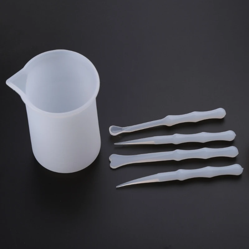 

91AC 4 pcs UV Resin Mixing Silicone Cup Mini Silicone Mixing Dish and Stirrers Epoxy Resin DIY Casting Jewelry Craft Tools