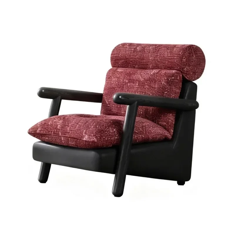 

TTRetro French positive red colorful granular fabric casual sofa chair