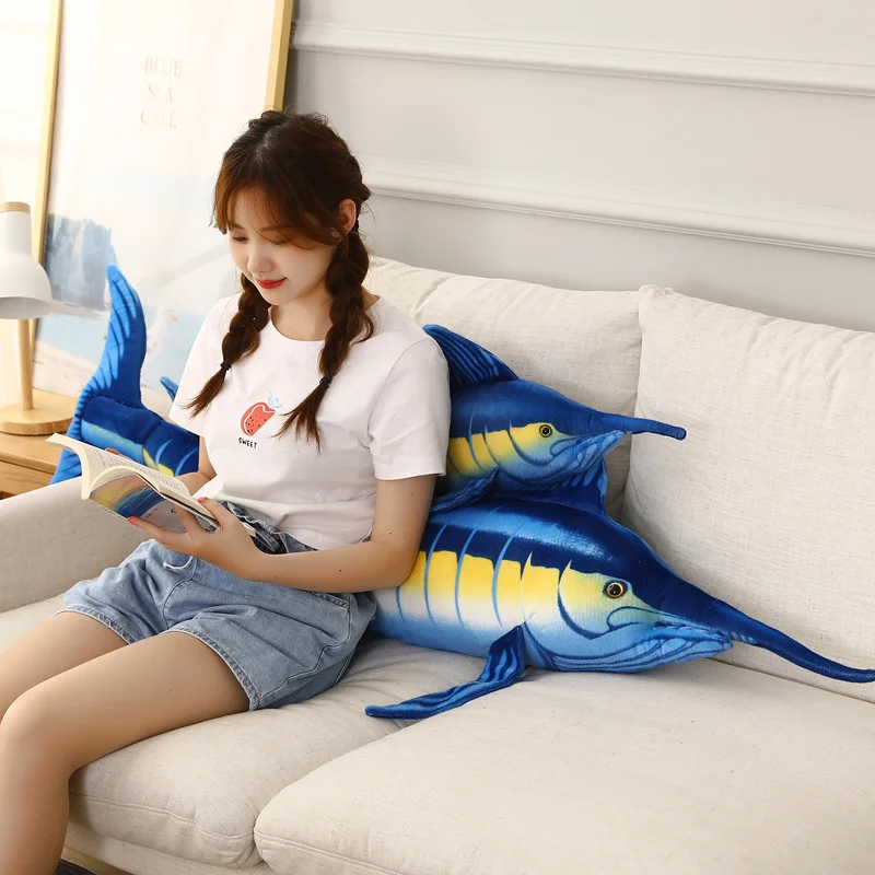 Kawaii Blue Flag Tuna Plush Doll 140CM Pillow Cute Simulation Soft Long Cartoon Plush Animal Swordfish Doll Kids Birthday Gifts