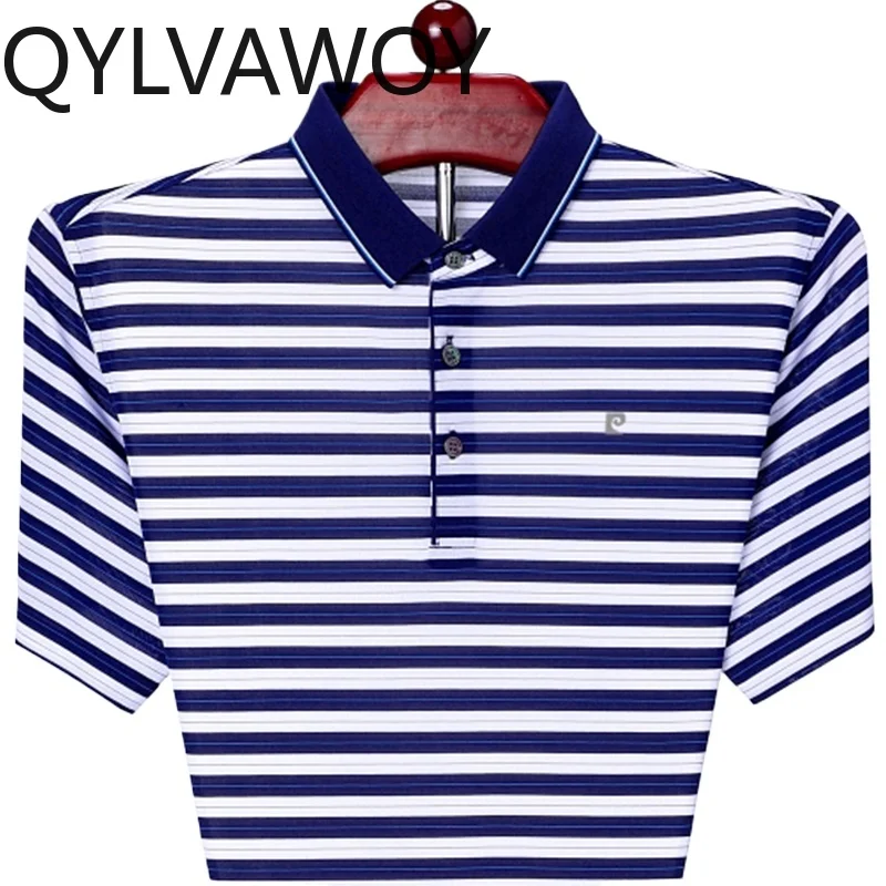

QYLVAWOY Men's Middle-Aged Summer 100% Silk Polo Shirt 100% Mulberry Silk Lapel Dad's Short-Sleeve T-Shirt Summer Wear LJ2110