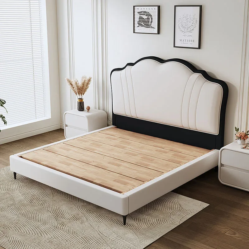 Confortable Modern Bed Japanese Solid Wood Free Shipping Leather Bed Lazy White Minimalist Cama De Casal Living Room Furniture