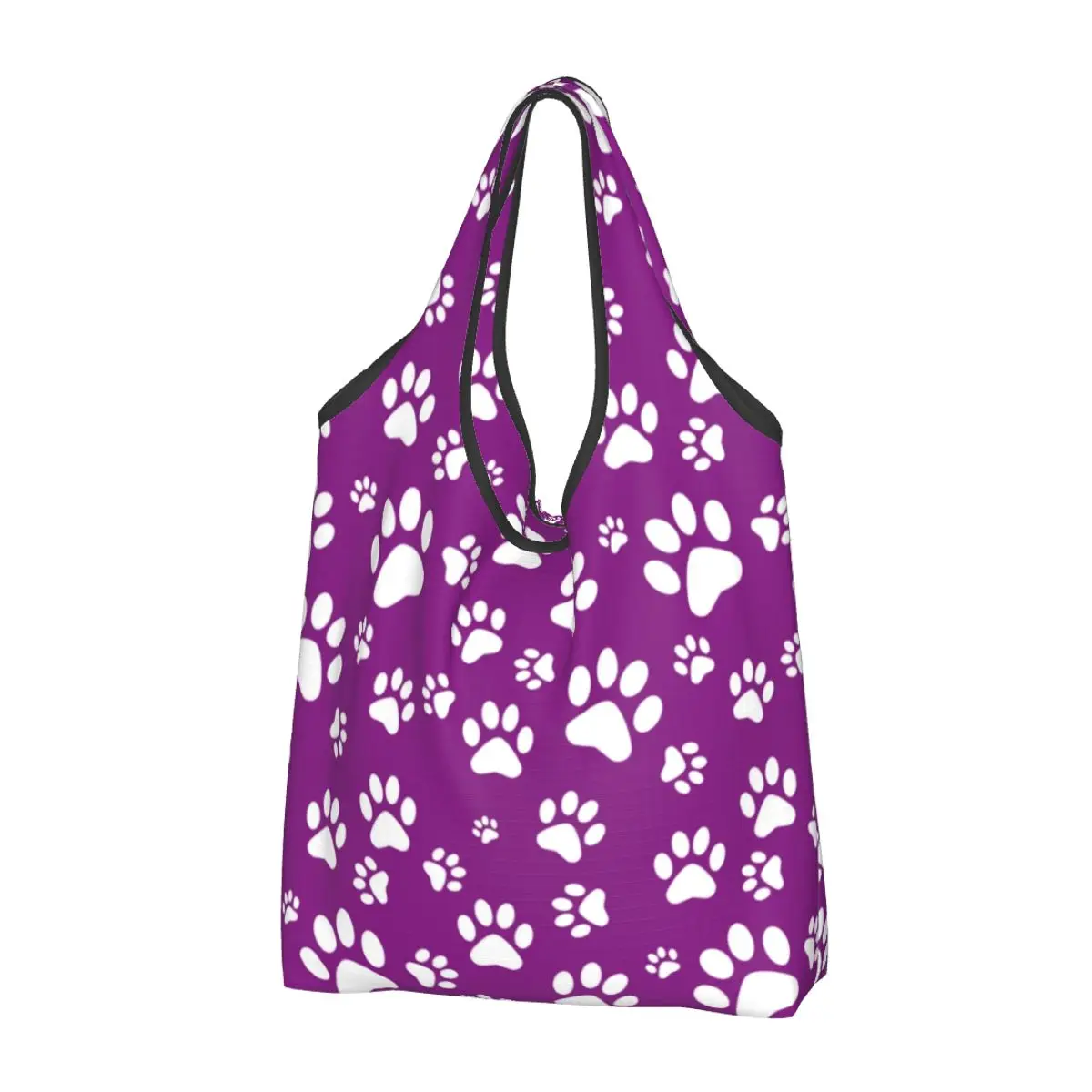 Custom Pet Dog Paw Pattern Shopping Bags Women Portable Large Capacity Grocery Animal Footprint Gift Shopper Tote Bags