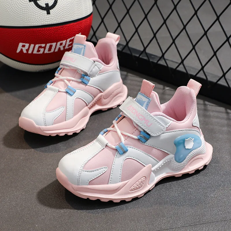 

2024 New Boys and Girls Sports Shoes Spring and Autumn Primary and Secondary School Students Dad Shoes Velcro Casual Shoes