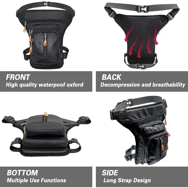 Bolsa de cintura caída para motocicleta, cinturón para muslo, cadera, impermeable, táctica, para viaje, celular/teléfono móvil, riñonera