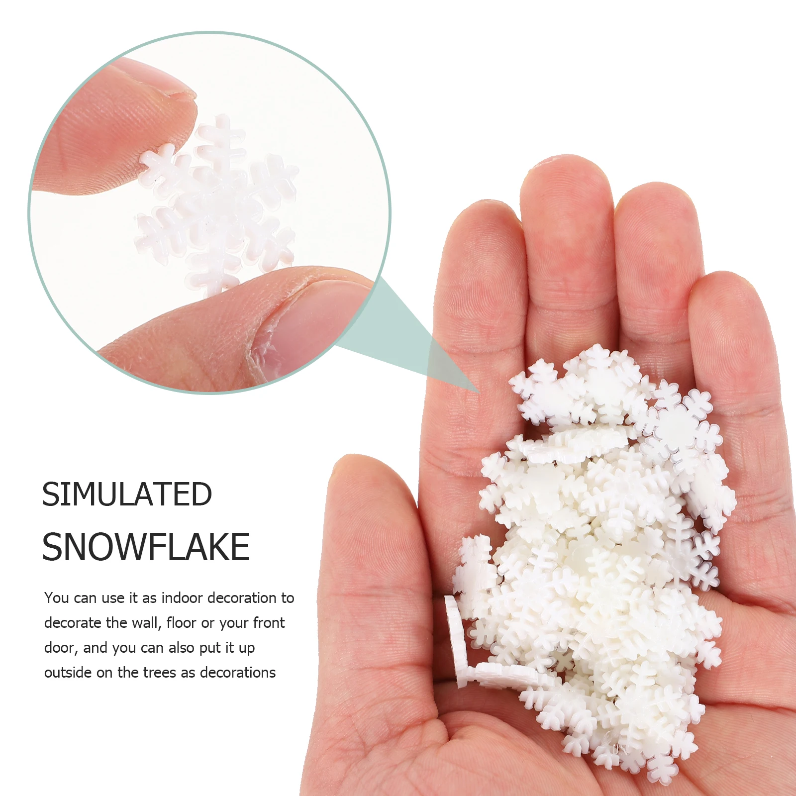 

200pcs White Plastic Snowflakes 1 7cm Christmas Decorations Hanging Ornaments Xmas Tree DIY Accessories Reusable