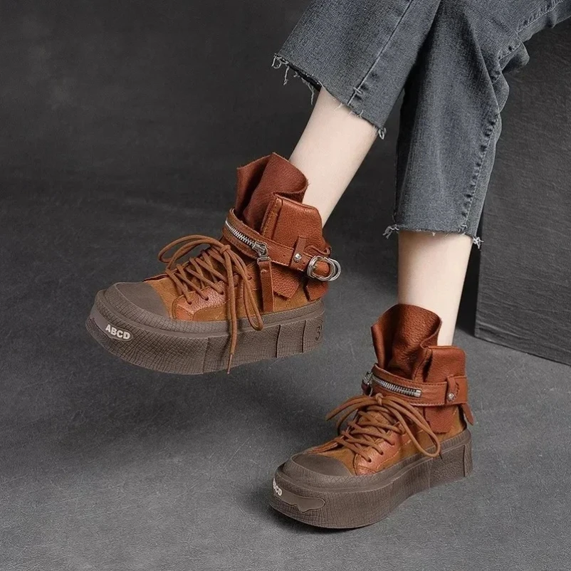 

Новинка 2025 года, 4 см, женские ботинки из натуральной коровьей замши, удобные весенние женские осенние мокасины на плоской подошве в этническом стиле, ботильоны в стиле ретро