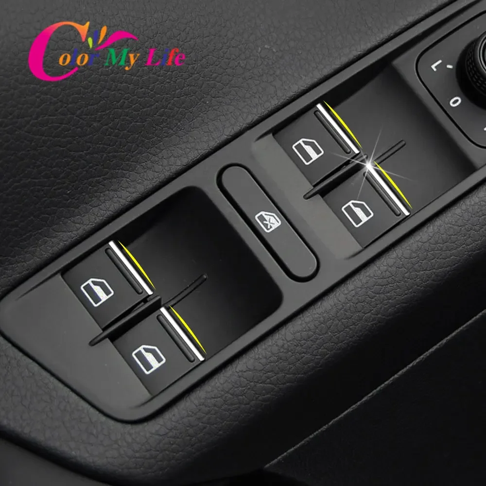 7Pcs ABS Chrome Windows Lifter Button Switch Knob Cover Trim for Volkswagen VW Tiguan MK2 2017 - 2022 Accessories