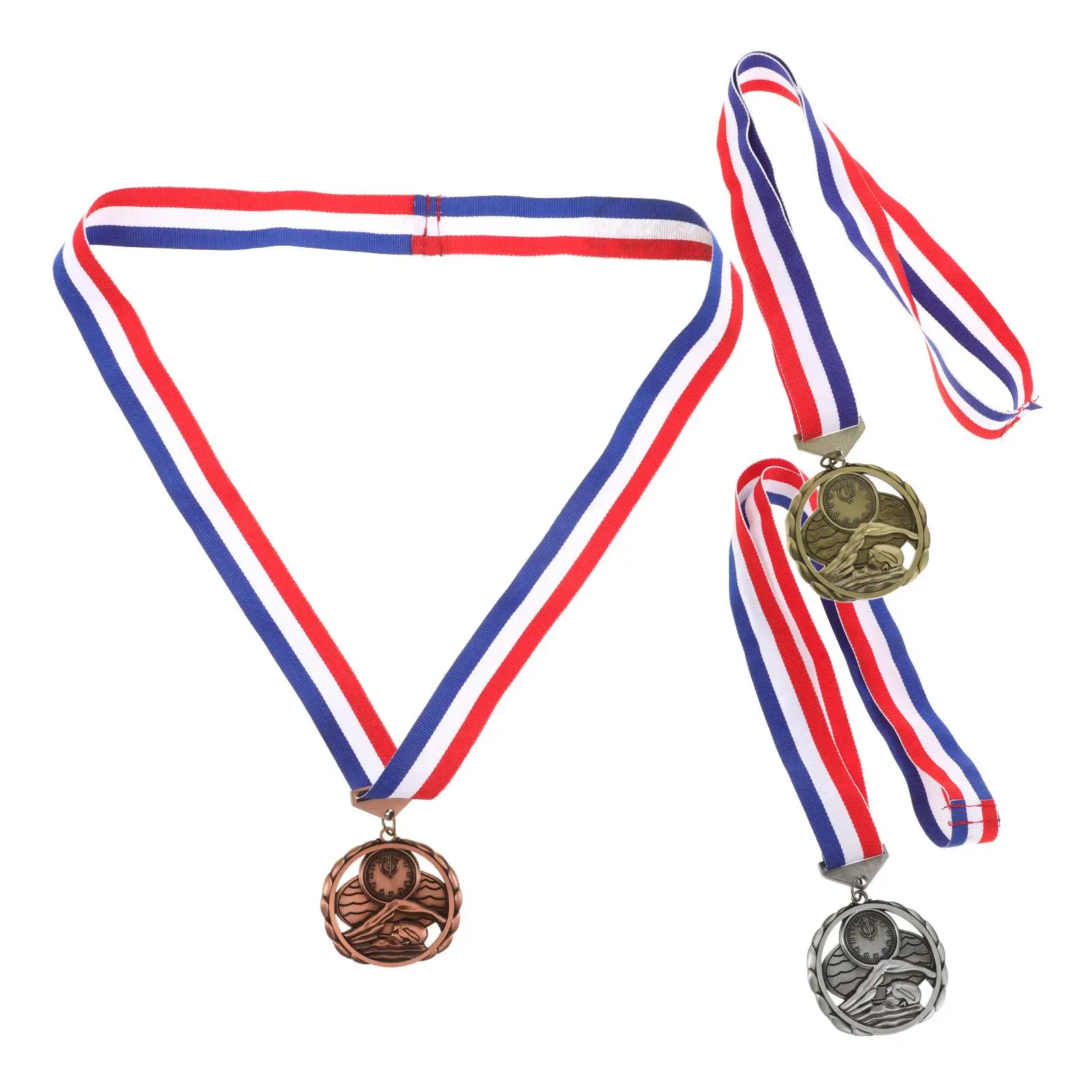 

3 Pcs Swimming Medals Zinc Alloy Sports Awards Hanging Neck Trophies Kids Bronze Tin Copper Student Achievements Recognition