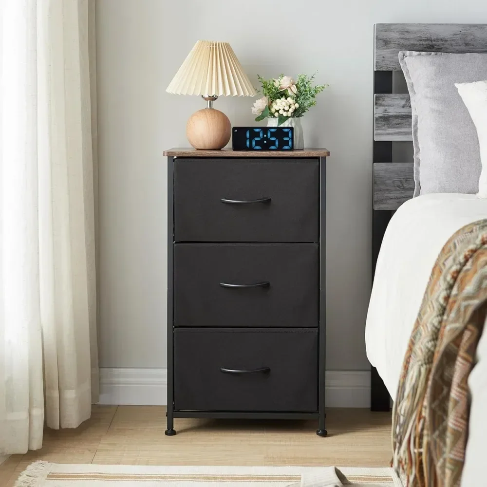 Small Dresser for Bedroom with 3 Drawers, Storage Chest of Drawers with Removable Fabric Bins for Closet Bedside Nursery