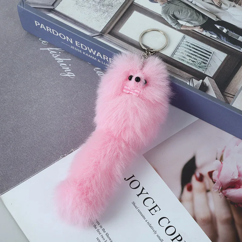 Cute Fluffy Animal Cartoon Fox Keychain Pendant Car Key Ring Holder Bag Purse Ornament Decor Women Jewelry Girl Gift Keychain