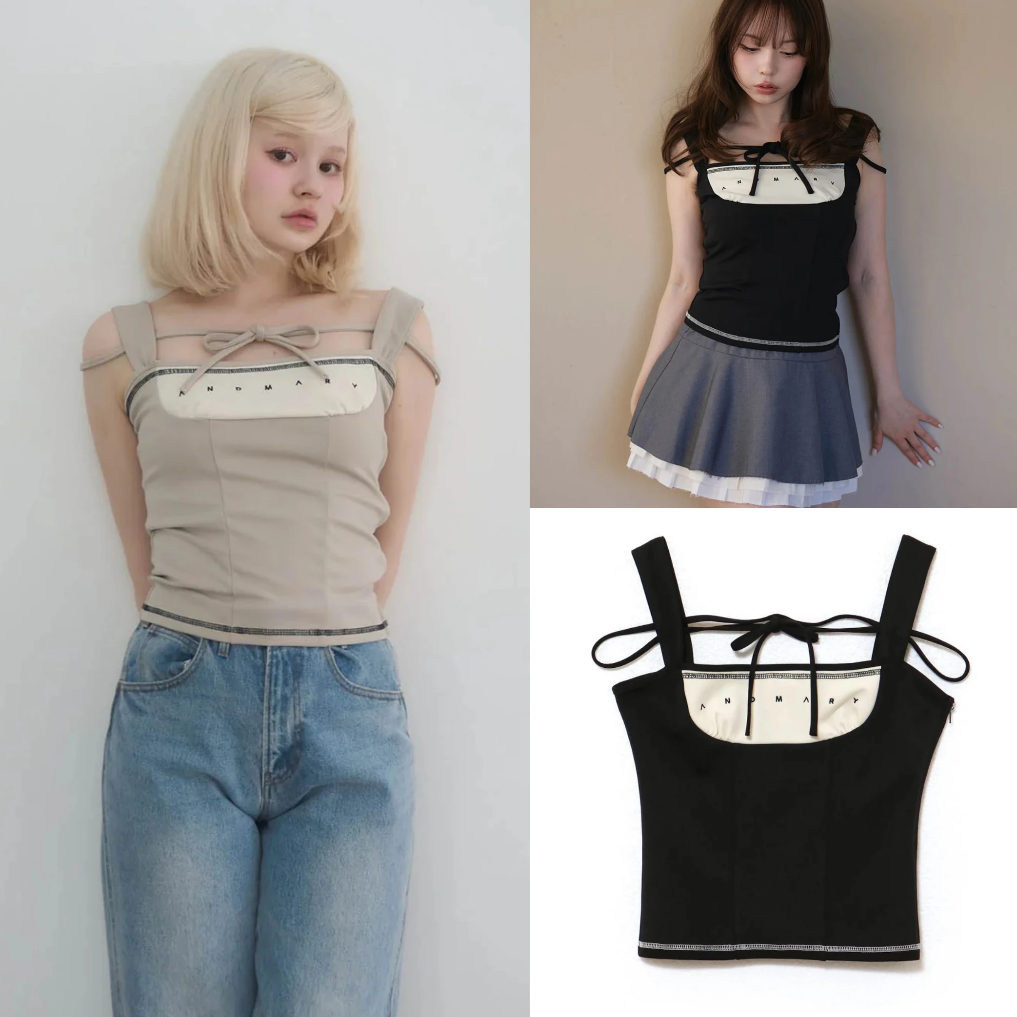 

Японский ветер контрастного цвета, искусственный двухсекционный укороченный топ без рукавов, летние женские базовые футболки с вырезом на шее