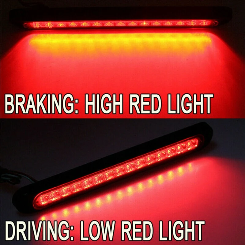 4Pcs 10 Inch 15 LED Trailer Truck RV Stop Tail Rear Brake Turn Light Bar Stop Rear Side Marker Lights Waterproof (Red)