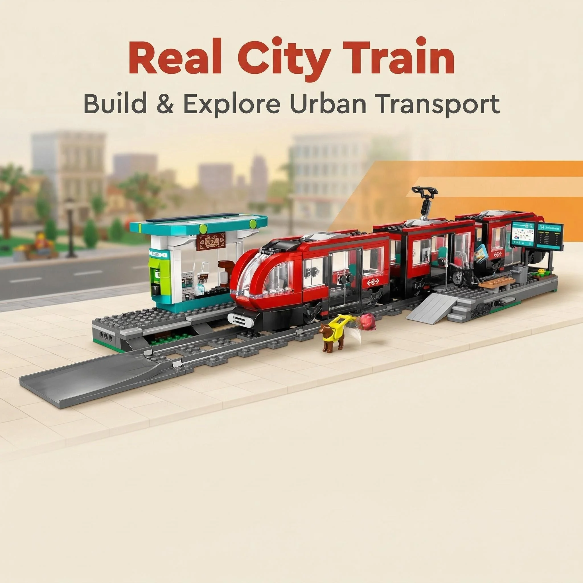 

Compatible City Series Building Blocks Downtown Streetcar Station Assembly Model Vehicle Boys High Difficulty Toys Gifts 60423