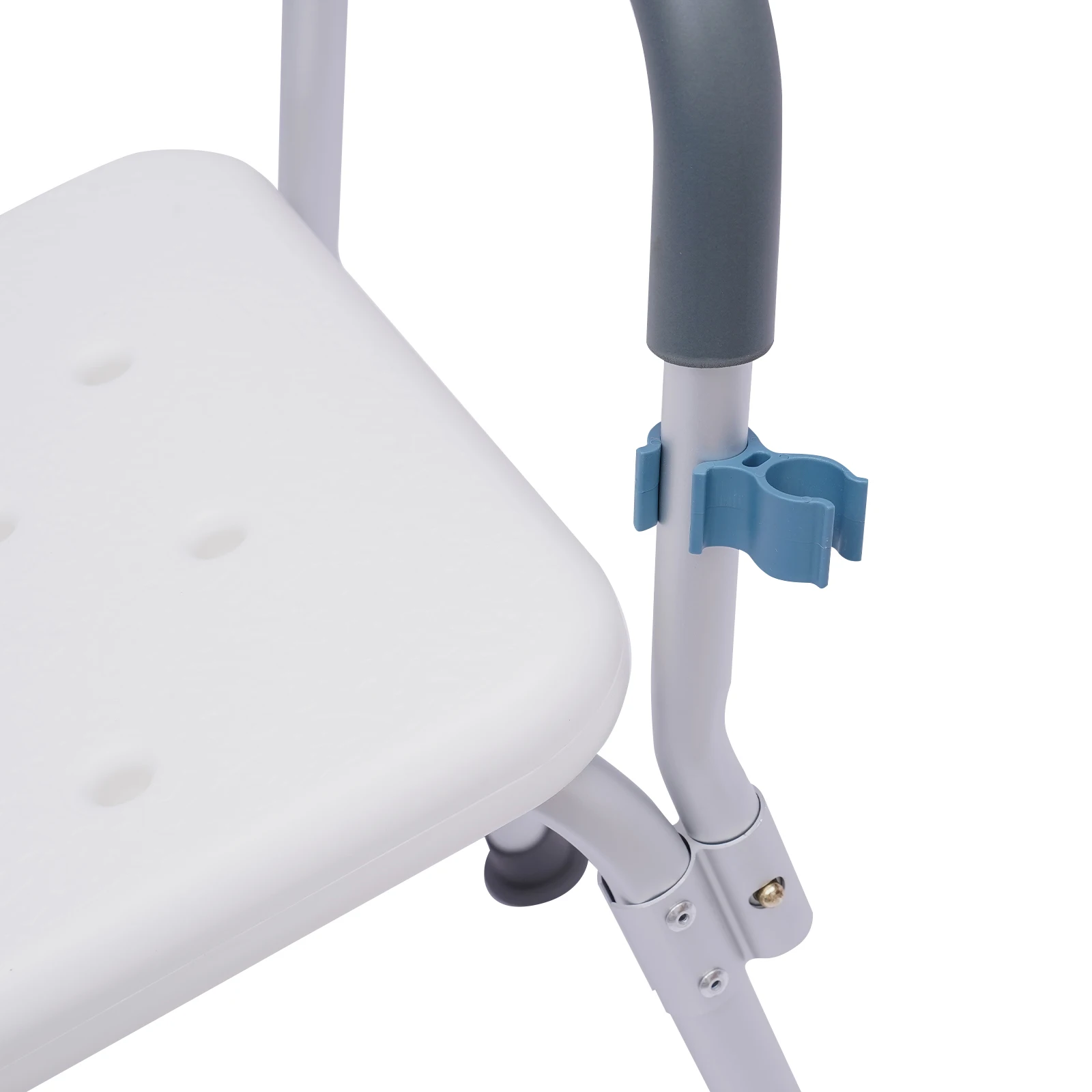 Duschhocker, 150 kg, Duschstuhl für Senioren, rutschfester Duschsitz, höhenverstellbarer Badezimmerhocker mit Armlehne, Aluminium