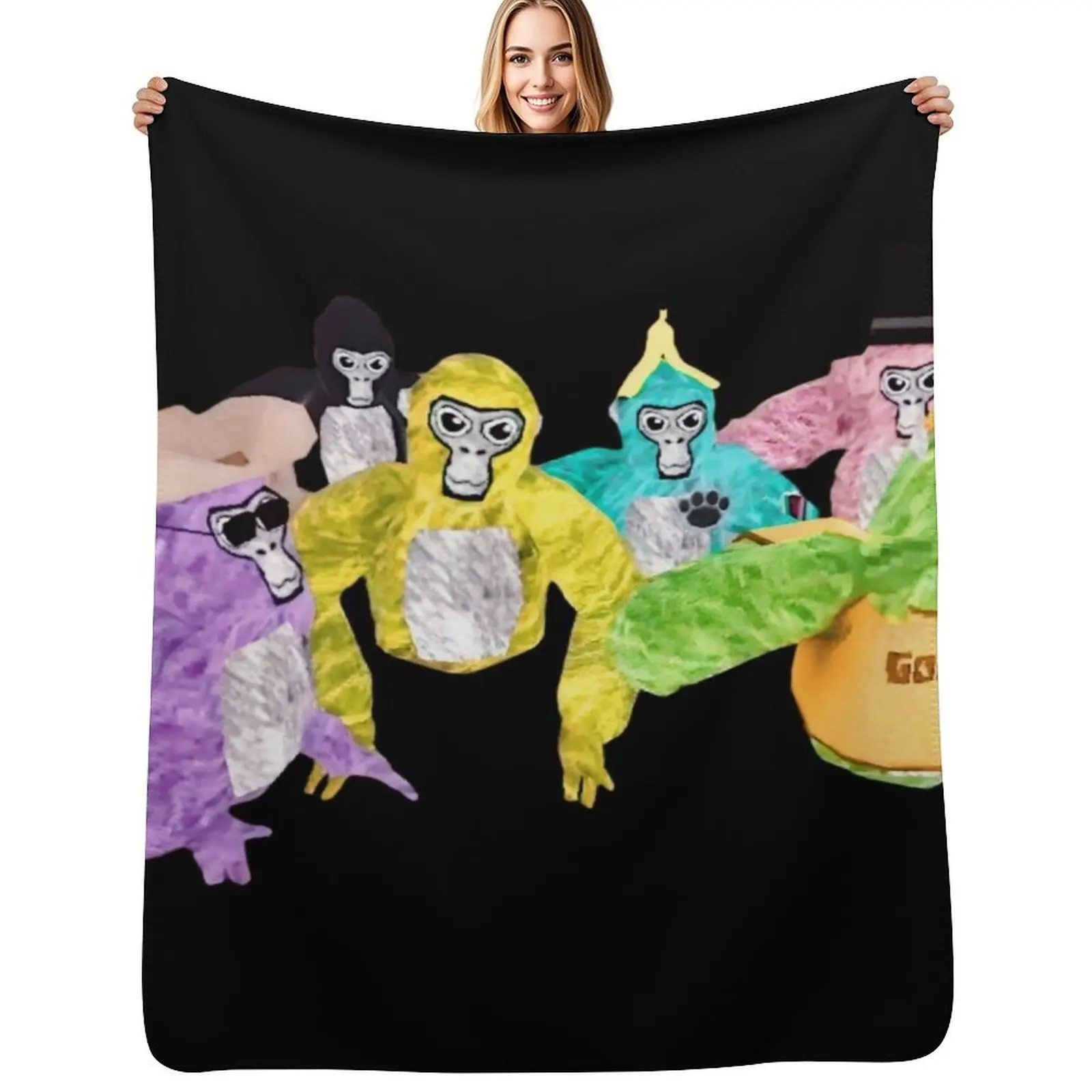 

Me and my Friends Forever! - Gorilla Tag Here Banana Throw Blanket Versatile Cozy Throw Blanket for All Occasions