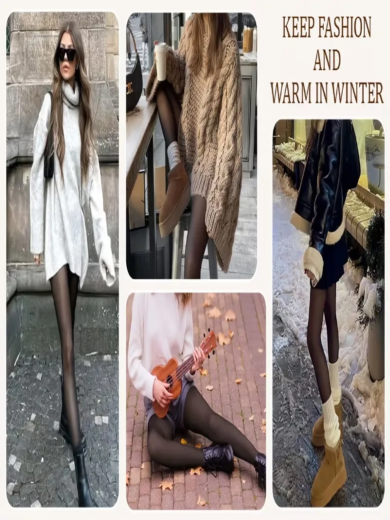 Ankle Length Cropped Thermal Leggings for Women, Fleece Lined Thickened Warm Winter Bottom Pantyhose