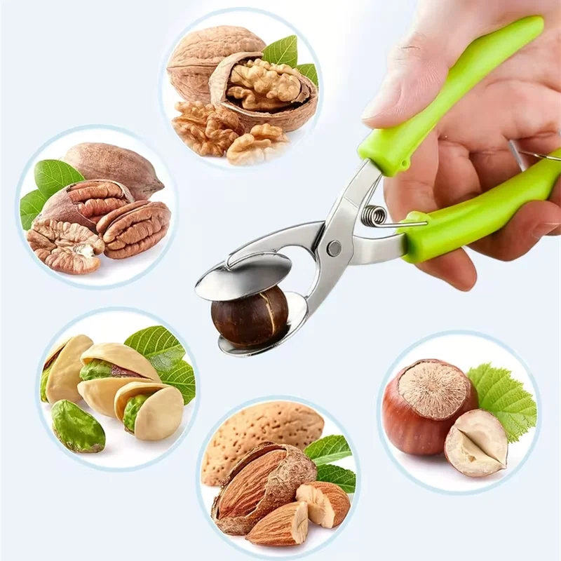 Chestnuts Opener Clip Nut Cracker with 304 Stainless Steel Blade Walnut Cracker Sheller Metal Walnuts Pliers Kitchen Walnut Tool view 6