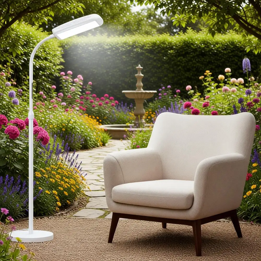 

Лампа-светильник 10000 люкс, имитирующая солнечный свет, без УФ-излучения, с 5 режимами цветовой температуры и 5 уровнями яркости, с таймером, полноспектральная лампа дневного света