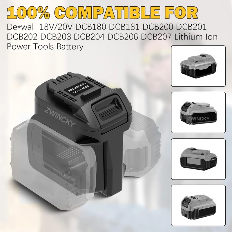 Double Battery Capacity 2 in 1 Battery Adapter for Dewal 18V 20V Li-ion Battery, to for Makita/Dewal/Milwaukee 18V Power Tools