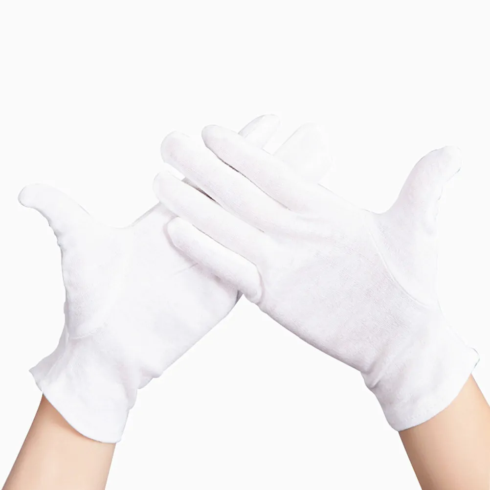 12Pairs Cotton Protective Gloves Lightweight Safety Work Gloves for Gardening Industrial Labor Jewelry Inspection Prevent