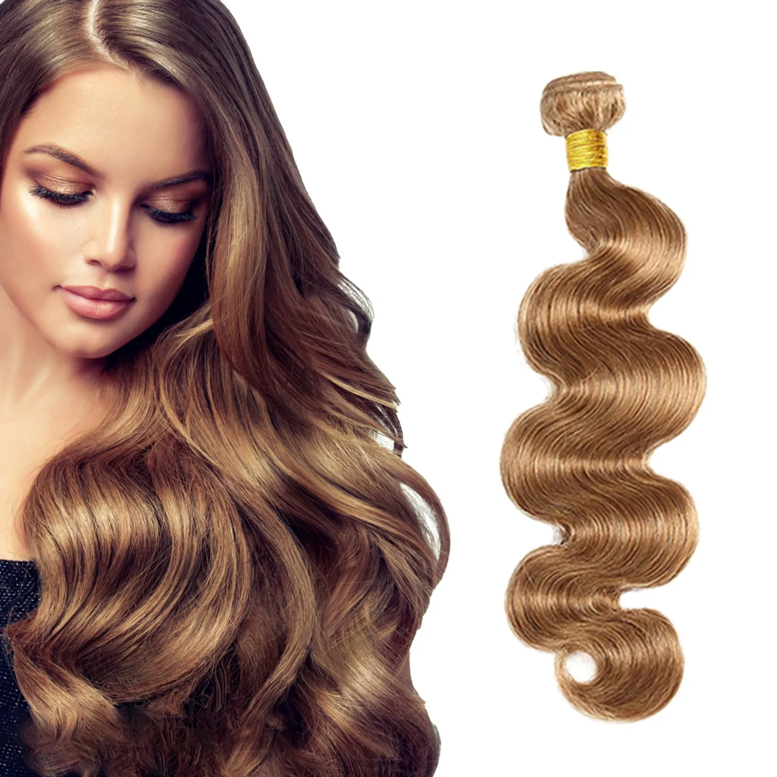 Golden Hair Weft Wave Hair Weft Real Hair Cosplay Styling Beauty Makeup Net Red Popular Solid Color Multiple Sizes