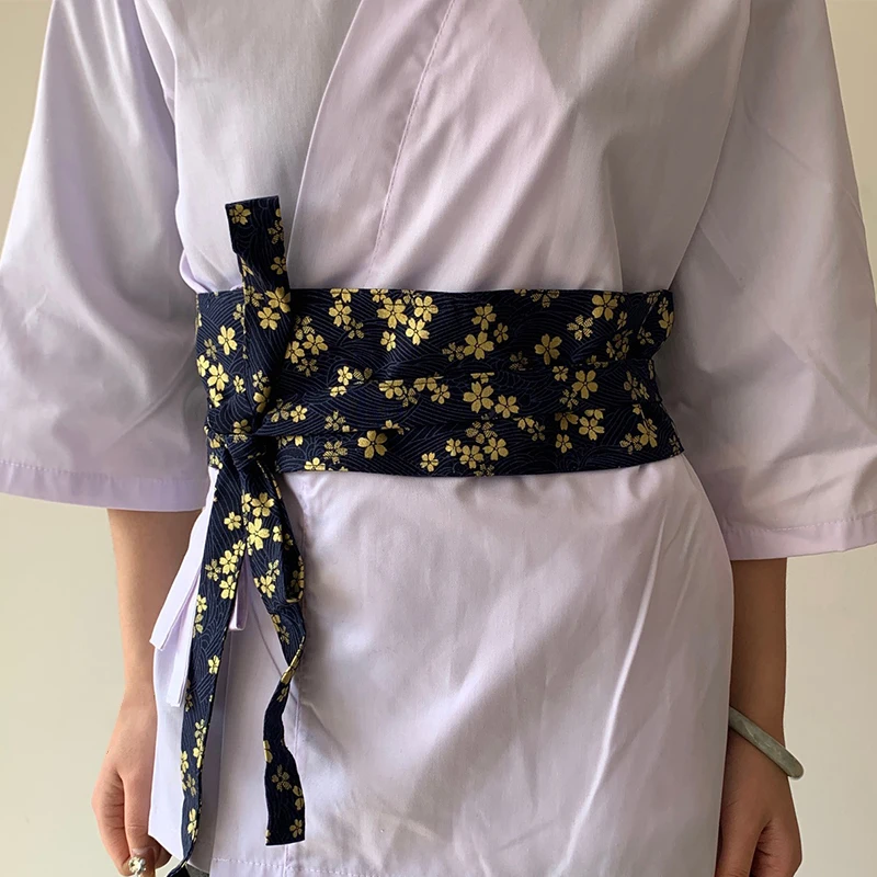 Retro Classic Japanese Style Jacquard Girdle Kimono Obi Waist Accessiries Dress Waistband Sash Sushi Restaurant Waiter Chef Belt