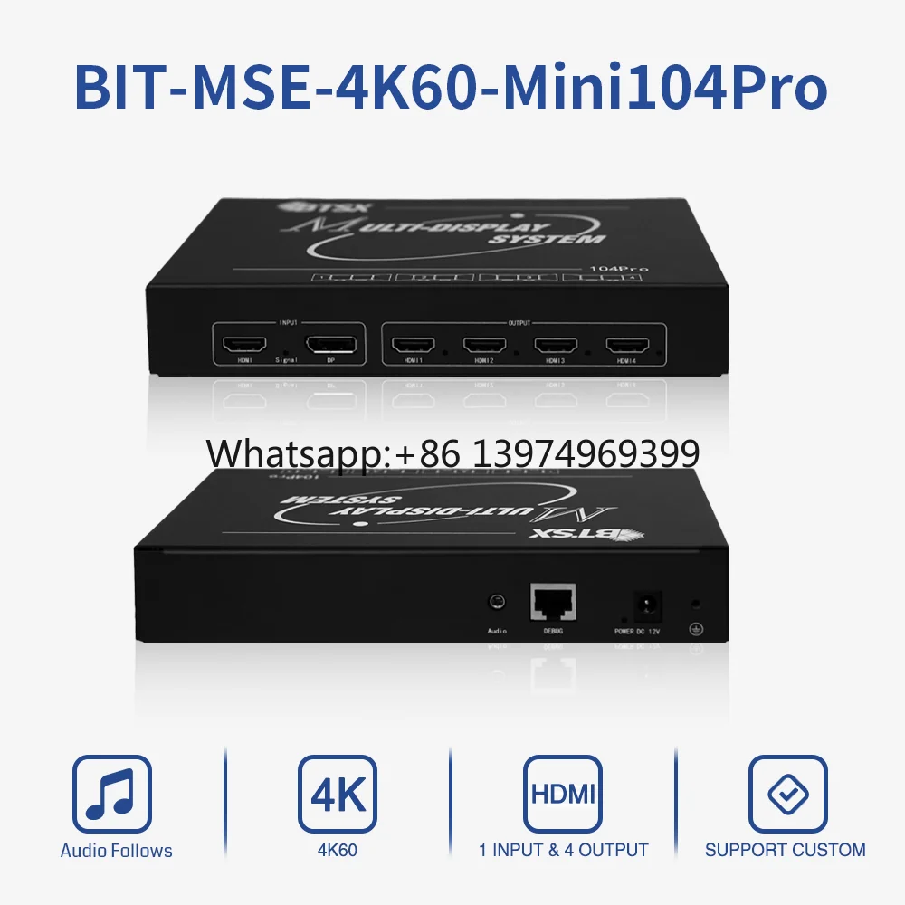 P2P Multi-Screen Expander, FPGA-Based 1x4 2x2 HDMI Video Wall Processor, HDMI 1 in 4 Out, Zero-Delay Splicing Solution