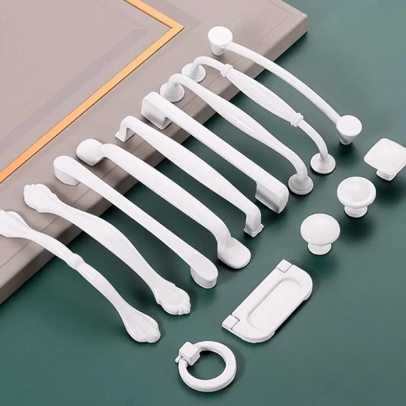 Apstelle Modern Simple White Cabinet Handle Aluminum Alloy Wardrobe Drawer Door Handles Dresser Furniture Knobs Hardware