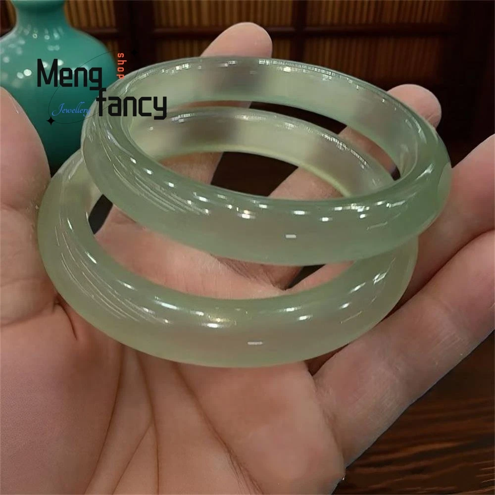 

Natural Ice-transparent Light Green Xiuyan Jade Bangle High-grade Exquisite Fashion Jewelry Sexy Young Girls Luxury Holiday Gift