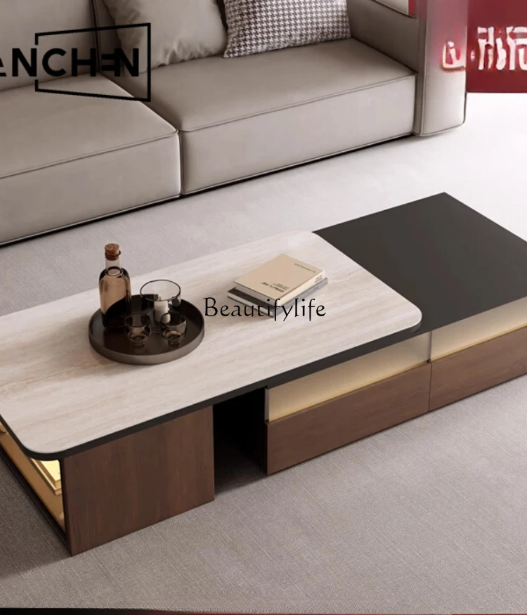 Italian minimalist retractable coffee table