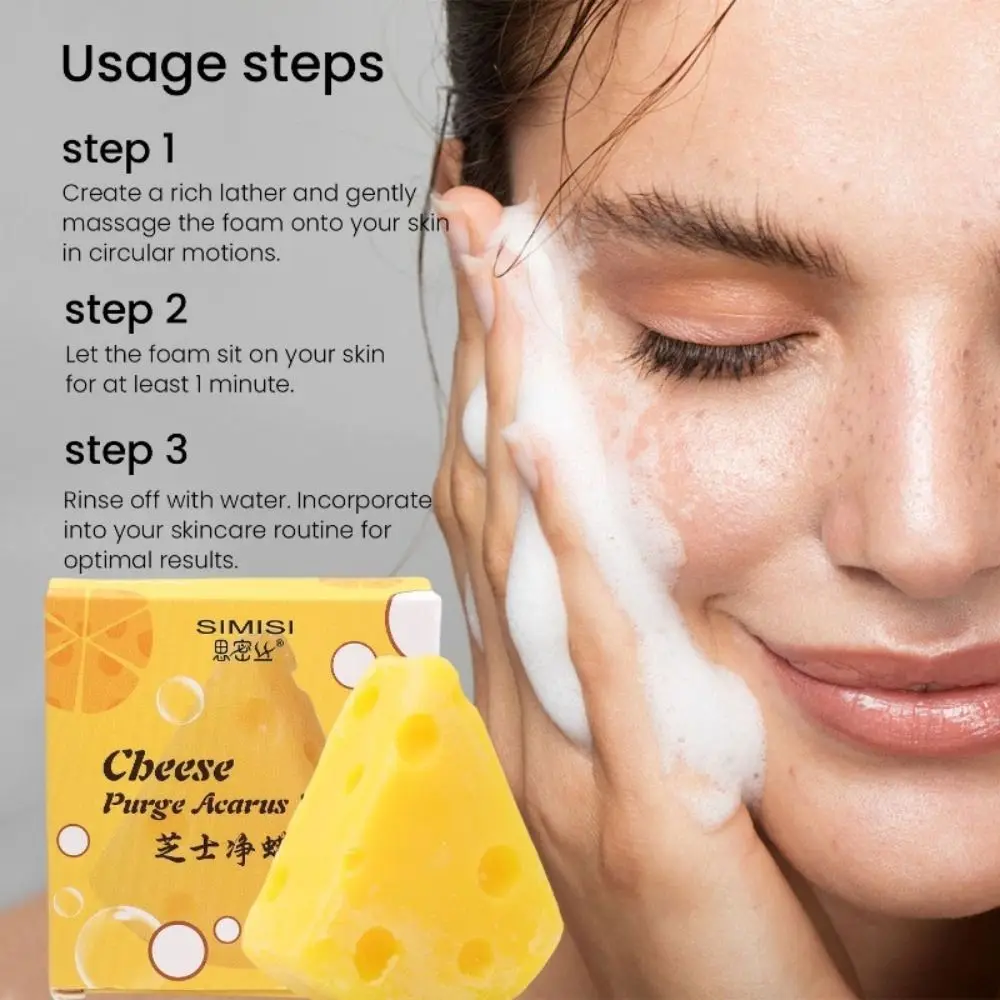 Durable Cheese Mite Removal Soap Removal Blackheads Triangle Face WashSoap with Bubble Net Bath Soap