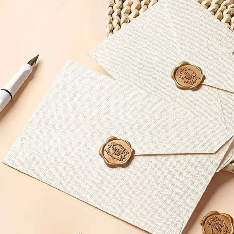 

10pcs Envelope High-grade Western Style Linen Texture Paper Postcards Envelopes for Wedding Invitations Business Stationery