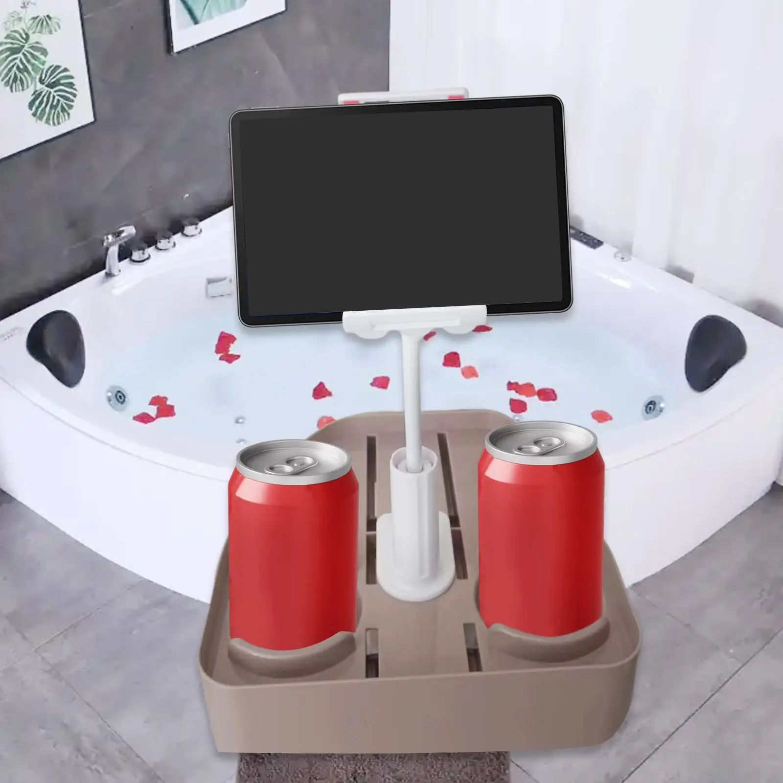 

Поднос для ванны, аксессуары для ванной комнаты, практичный боковой столик для ванны, держатели для напитков с держателем для телефона, аксессуары для патио