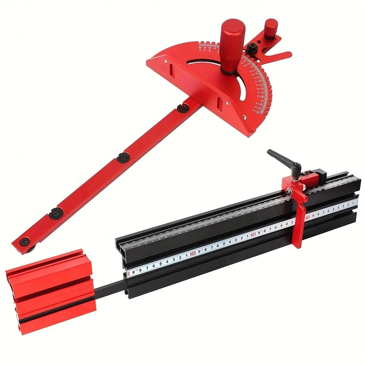 1Set Precision Miter Gauge for Table Saw Telescoping 50 to 87CM Aluminum Miter Fence Repetitive Cut Flip wStop Woodworking Tools