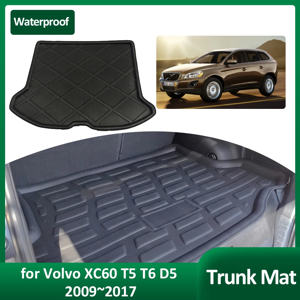 Car Trunk Mat for Volvo XC60 T5 T6 D5 2009~2017 2010 2011 2012 Waterproof Luggage Cargo Boot Pad Liner Cover Custom Accessories